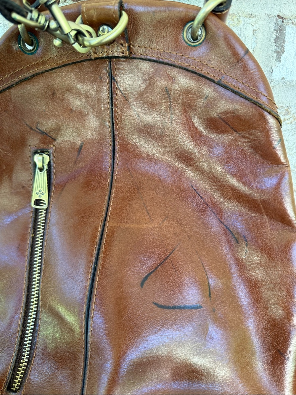 Patricia Nash Brown Leather Mini Backpack Floral Embroidered Boho Vintage Style - Picture 3 of 6